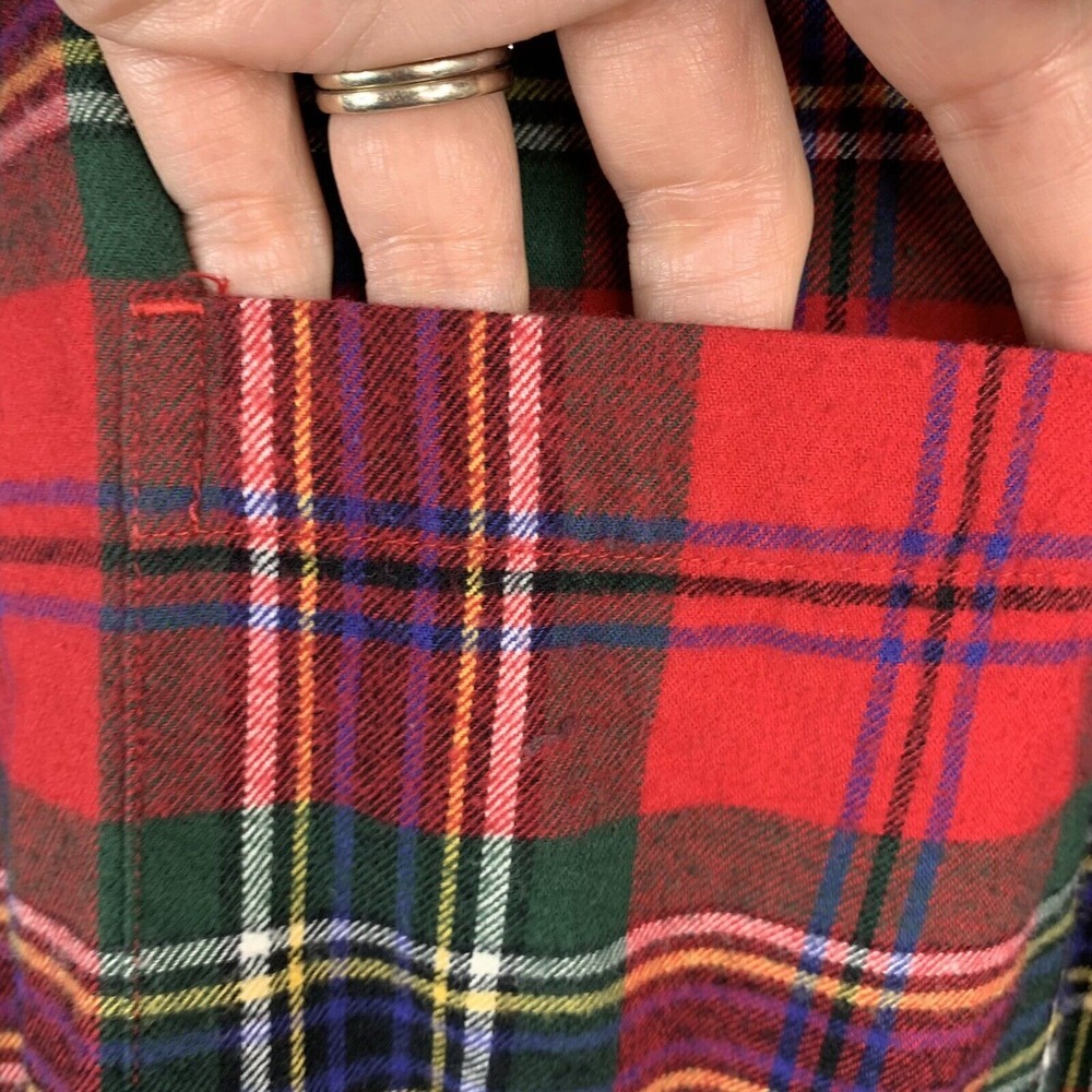 Vtg Eddie Bauer Sz L Flannel Shirt Classic Red Plaid Long Sleeve Button Up Men's - Picture 7 of 11